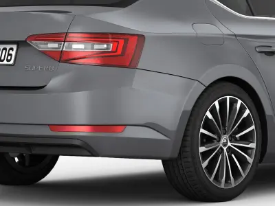 Skoda Superb 2016 detailed interior 3D model