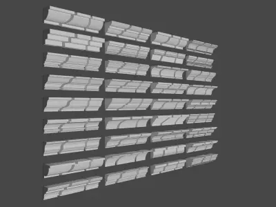 Roof cornise moulding set 3D model
