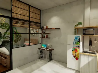 2 Apartment In 1 Floor  With Bathroom And Balcony 3D model
