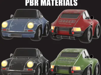 Car stylized porsche pack 3d model Low-poly 3D model