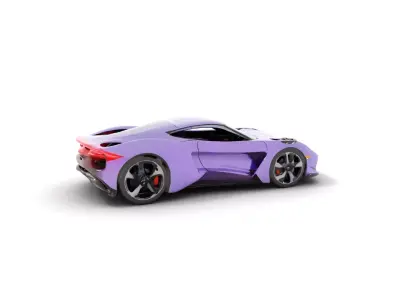 Violet Sports Car model pack Low-poly 3D model