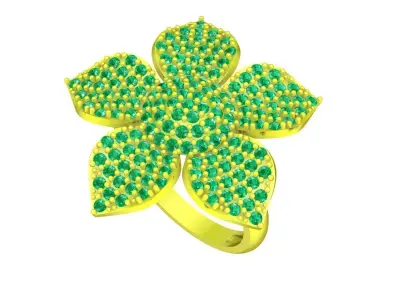 luxury diamond flower women ring 4860 3D print model