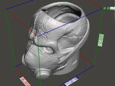 Skull  Penholder  with mask vol2cum flowerpot home decor art 3D print model