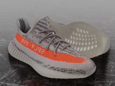 ADIDAS YEEZY BOOST 350 V2 BELUGA REFLECTIVE 3D SHOES Low-poly 3D model