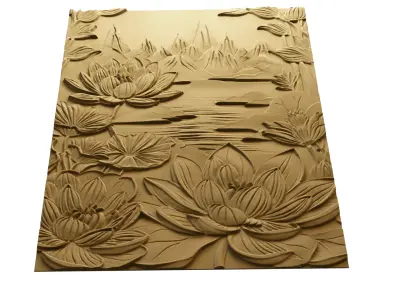 modern panel wall decor set wall relief mural CNC 147 3D 3D model