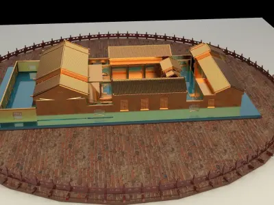 Chinese ancient courtyard house  3D model