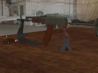 Russian AKS 74 Assault Rifle Low-poly 3D model