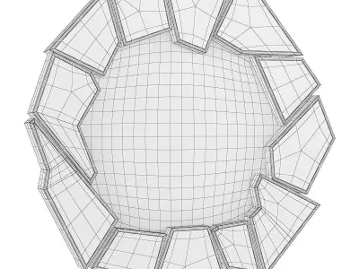 CRACKLE ROUND MIRROR Low-poly 3D model