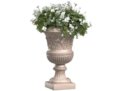  White flowers in a classic vase for decorating the facade 3D model