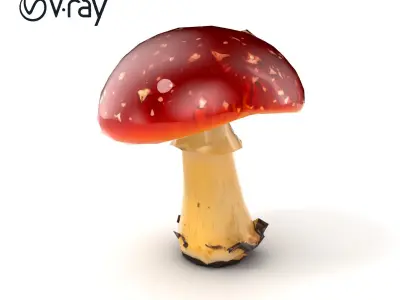 Cracked Red-Cap Mushroom Rugged Texture model pack Low-poly 3D model