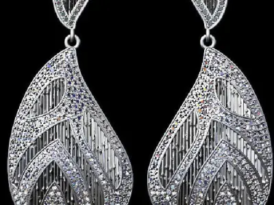 Diamond Earring with bamboo texture  3D print model
