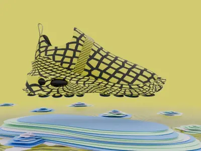 Sneaker 3d shoes model with bending animation  Low-poly 3D model