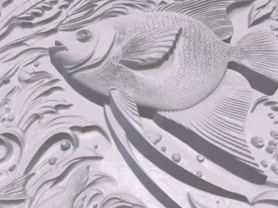 AngelFish 8 basrelief for 3D printing 3D print model