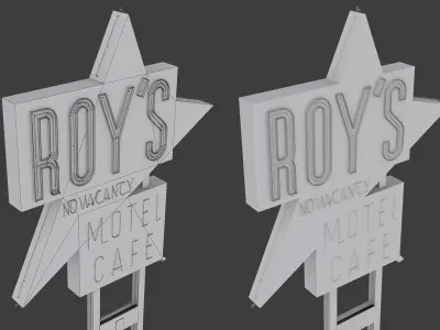 Roys Motel Cafe Sign Low-poly 3D model