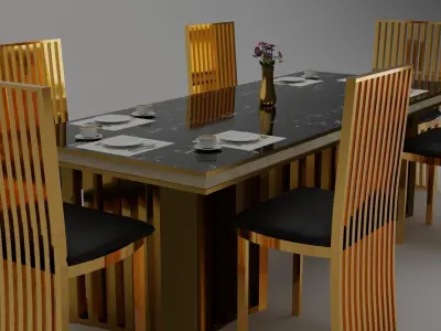 Luxury table and chair 3D model