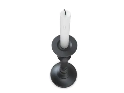 Old candlestick with candle 3D model