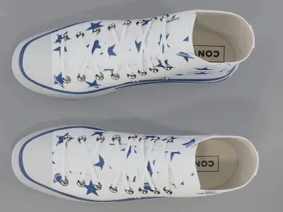 Basketball Leather Shoes Converse All Star White Blue Stars 3D model