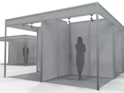 Fair Center with 2x2 Modular Exhibition Stands 3D model