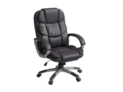 High Back Black Chair With Silver Arms And Legs 3D model