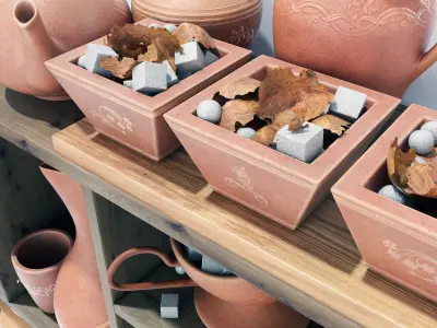 Dishes clay decor n16 3D model