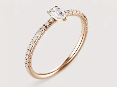 ETINCELLE - SOLITAIRE RING - WITH LARGE STONE 3D print model