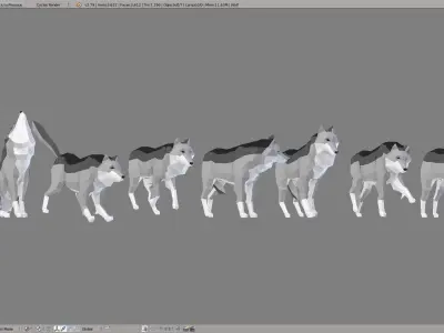 Wolves polygonal wolf Low-poly 3D model