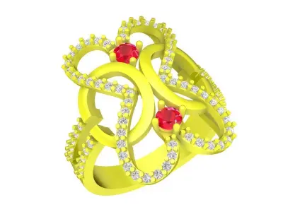 Luxury Floral Cluster Gemstone Ring for Women  5251 3D print model