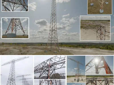 Rusty Transmission Tower Package 3D Model Collection