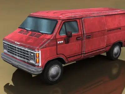 Police and Robber Vans Low-poly 3D model