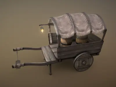 Medieval Village Fantasy Cart Low-poly 3D model