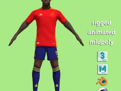 T-Pose Rigged Nico Williams Spain Euro 2024 3D model