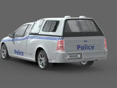 Ford Falcon FG UTE Police 2011 Low-poly 3D model