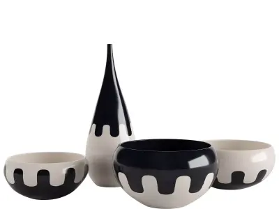 Decorative hand painted ceramic set 3D model