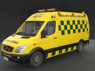  Ambulance Rigged Low-poly 3D model