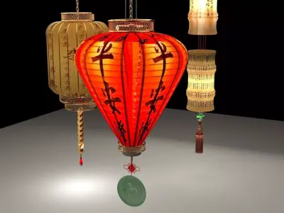 Chinese red lantern 3D model 43