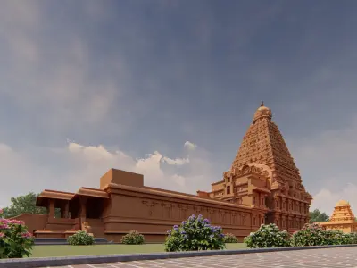 World Famous Thanjavur Big temple 3d model india Low-poly 3D model