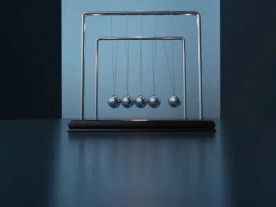 Newtons Pendulum Cradle Ball Rigged Animated Lowpoly PBR Low-poly 3D model