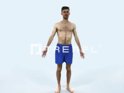 Posture A Beach Animated Rigged Sports Man Low-poly 3D model