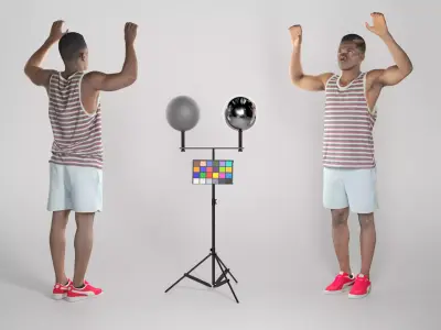 African young man playing beach volleyball 314 Low-poly 3D model