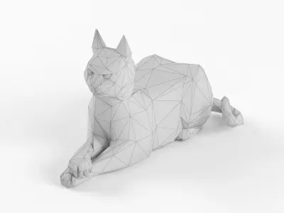 Low Poly Cat Set Animal Lowpoly Low-poly 3D model