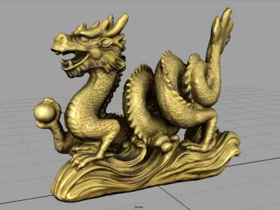 Chinese dragon statue 2 Low-poly 3D model
