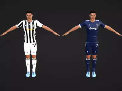 Cristiano Ronaldo - Juventus - Two Models Low-poly 3D model