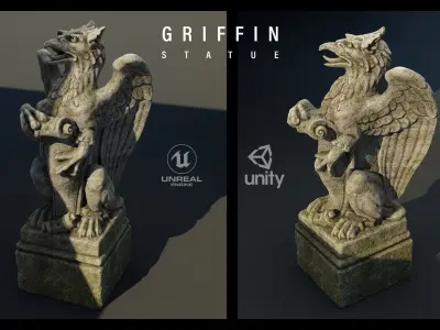 Griffin Statue 4K PBR Low-poly 3D model