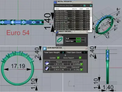 White Gold Diamond and Yellow Ruby STL 3D Ring Model jr00190 3D print model