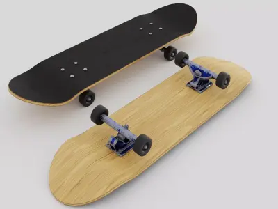 Skateboard wooden with wheels 3D model
