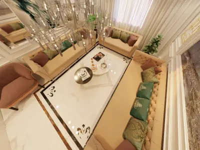Living Room Interior Scene blender 3d Cycles  3D model