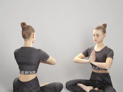 Woman practicing yoga 301 Low-poly 3D model