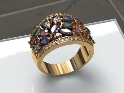 STONE TRACK RING  3D print model