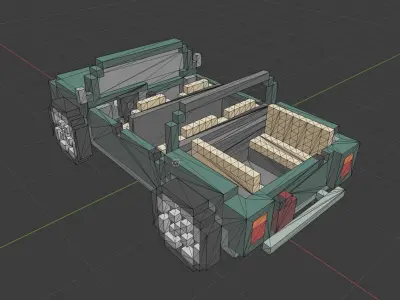 Voxel Jeep Low-poly 3D model