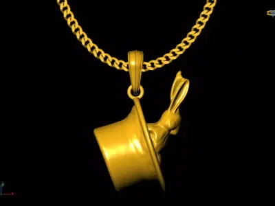 Magic hat rabbit pendant charms - one inch pendant 3D print model